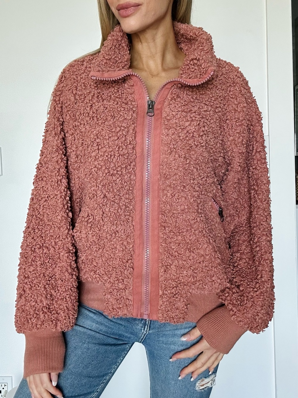 Promesa Dusty Rose Teddy Zip-Up Jacket